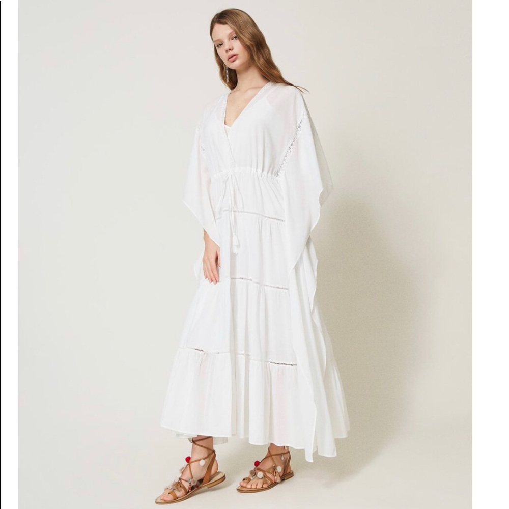 TWINSET Milano Casablanca muslin long dress with lace